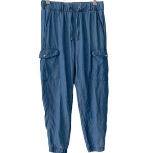 Serra Womens Denim Blue Tencel Cargo‎ Pants Joggers S